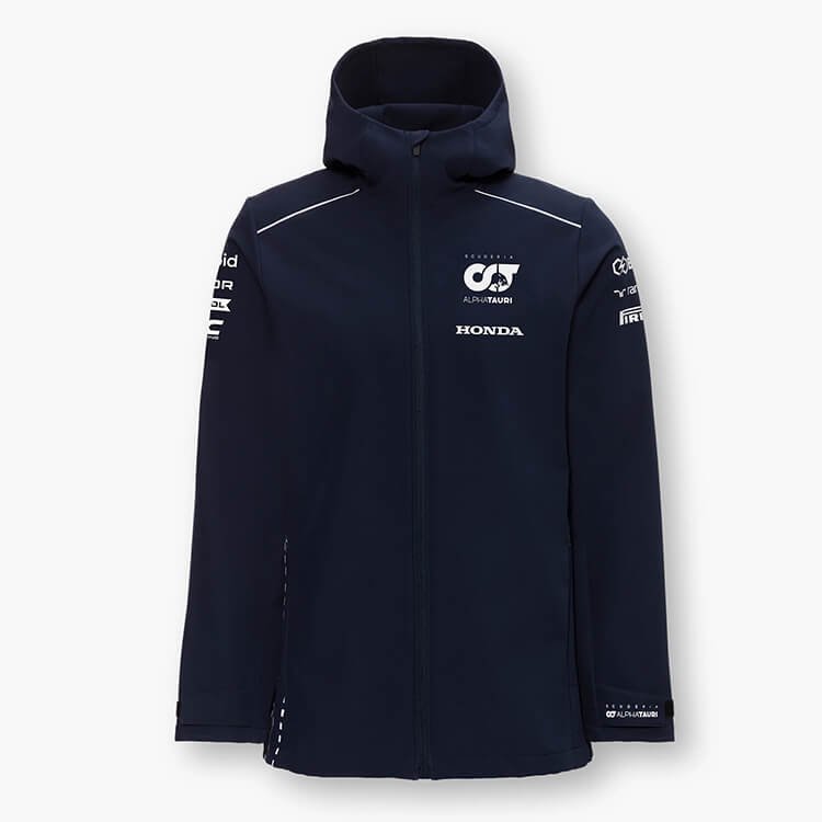 Jaqueta de Frio Scuderia AlphaTauri F1 Team Azul Escuro Com Zíper e Capuz Jaqueta de Frio Scuderia AlphaTauri F1 Team Azul Escuro Com Zíper e Capuz