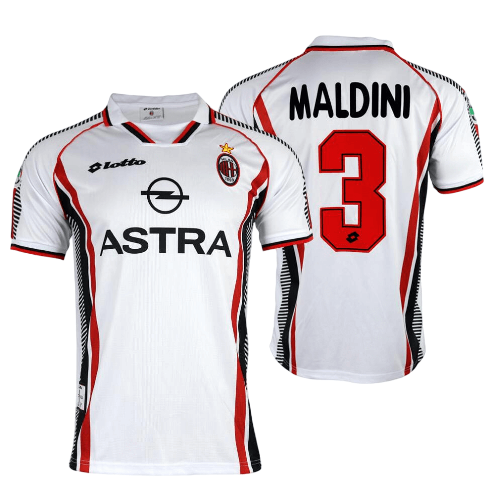 Camisa Ac Milan Branca Away 1997/98 Masculina MALDINI 3 Camisa Ac Milan Branca Away 1997/98 Masculina MALDINI 3