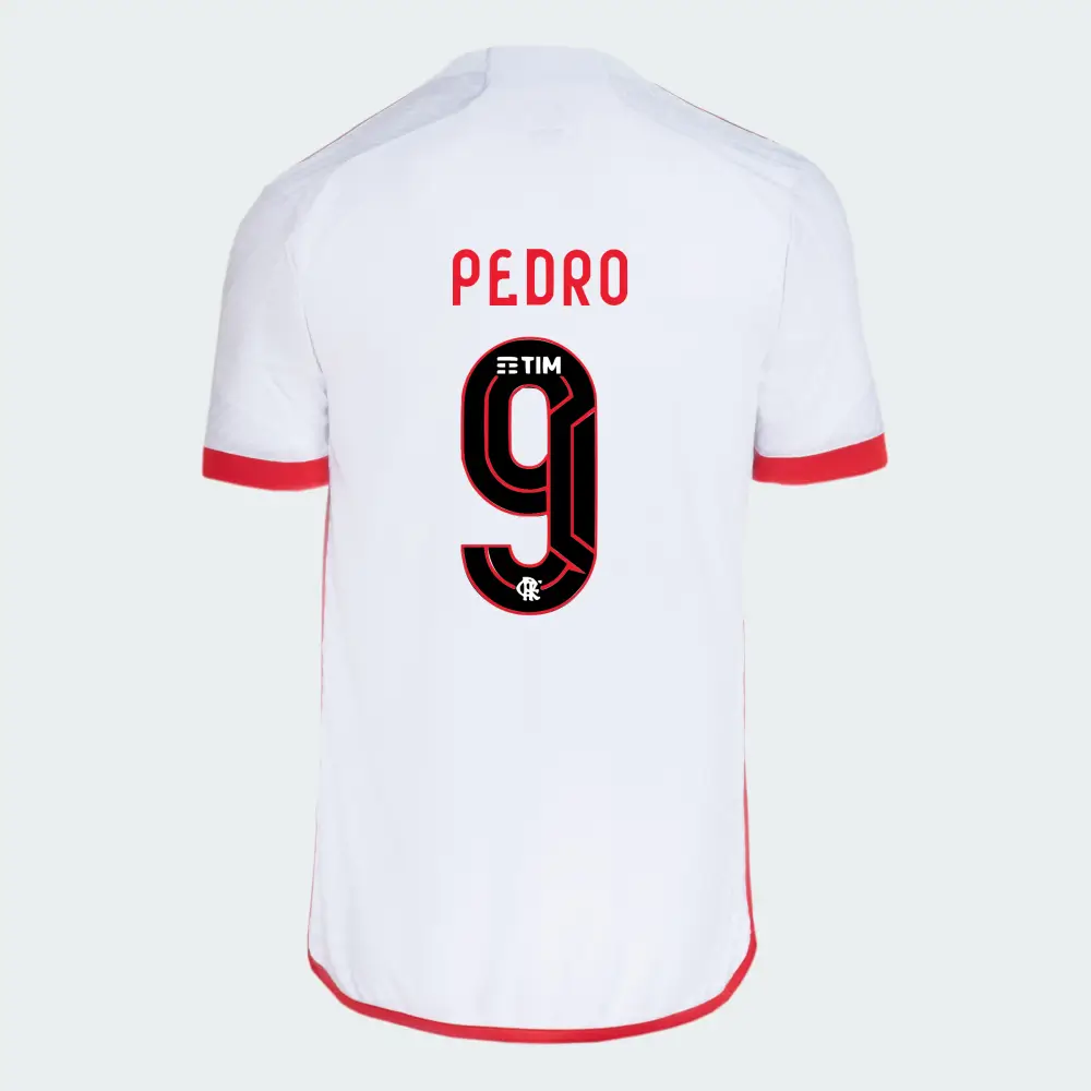 Camisa Flamengo Do Pedro #9 Branca Reserva 2024/25 Masculina Camisa Flamengo Do Pedro #9 Branca Reserva 2024/25 Masculina