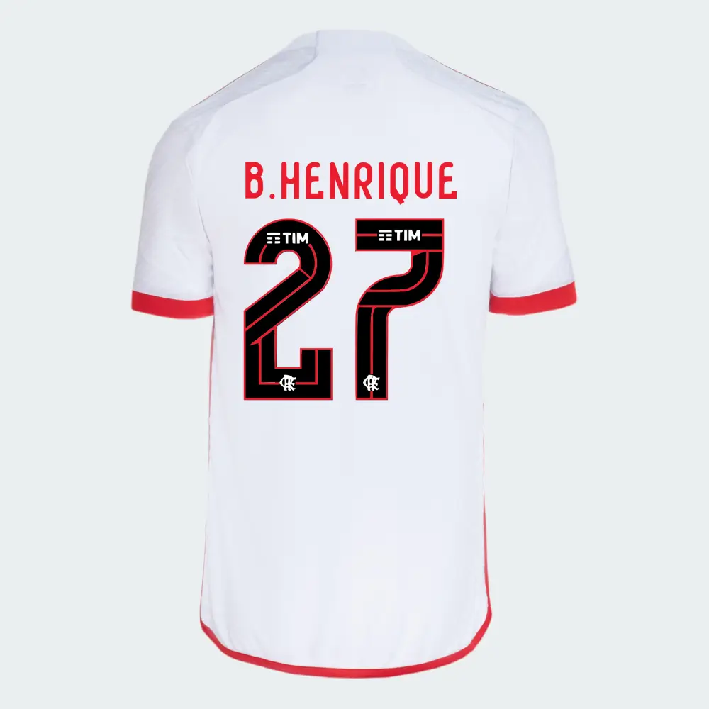 Camisa Flamengo Do B. Henrique #27 Branca Reserva 2024/25 Masculina Camisa Flamengo Do B. Henrique #27 Branca Reserva 2024/25 Masculina