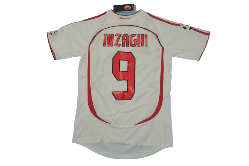 Camisa Ac Milan Branca Away Final Ucl 2006/07 Masculina IZAGHI 9 Camisa Ac Milan Branca Away Final Ucl 2006/07 Masculina IZAGHI 9