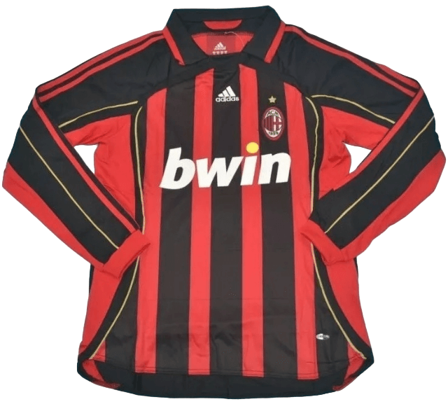 Camisa Ac Milan Home Manga Longa Vermelha I 2006/07 Camisa Ac Milan Home Manga Longa Vermelha I 2006/07