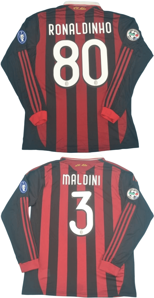 Camisa Ac Milan Home Vermelha I 2009/10 Manga Longa RONALDINHO 99 Camisa Ac Milan Home Vermelha I 2009/10 Manga Longa RONALDINHO 99