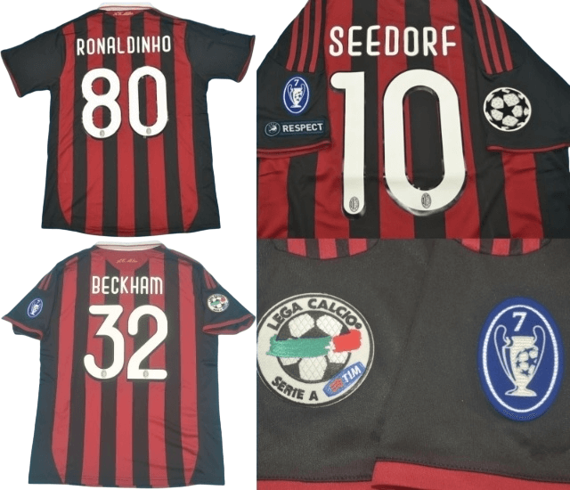 Camisa Ac Milan Home Vermelha I 2009/10 Masculina RONALDINHO 80| SEEDPRF 10| BECKHAM 32 Camisa Ac Milan Home Vermelha I 2009/10 Masculina RONALDINHO 80| SEEDPRF 10| BECKHAM 32