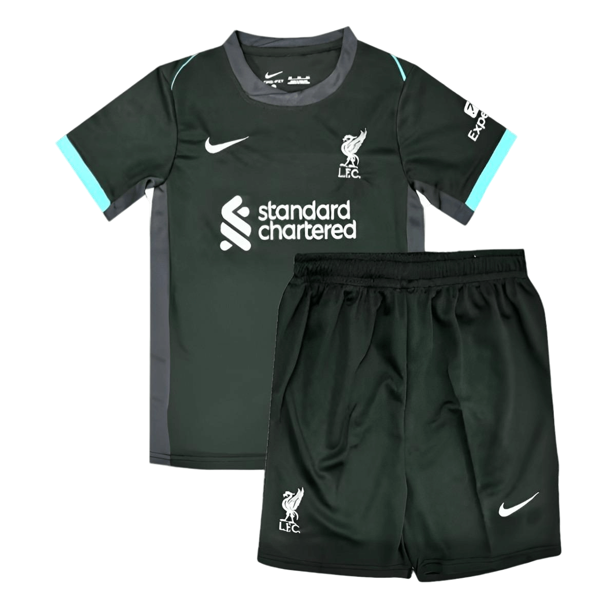 Kit Infantil Liverpool Preta Away II 2024/25 Unissex Kit Infantil Liverpool Preta Away II 2024/25 Unissex