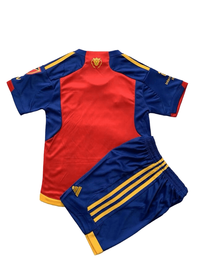 Kit Infantil Titular Real Salt Lake Vermelha/Azul 2024/25 Unissex Kit Infantil Titular Real Salt Lake Vermelha/Azul 2024/25 Unissex