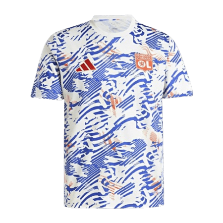 Camisa Lyon Pré-jogo Branca/Azul 2024/25 Masculina