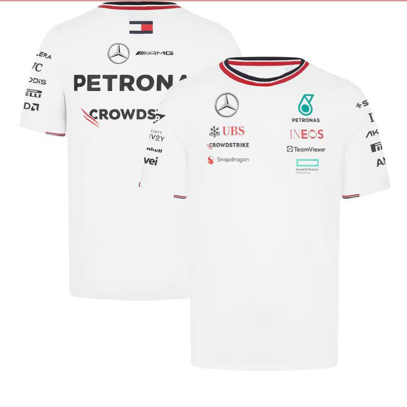 Camiseta Mercedes AMG Petronas F1 2024 Branca Team Driver Camiseta Mercedes AMG Petronas F1 2024 Branca Team Driver