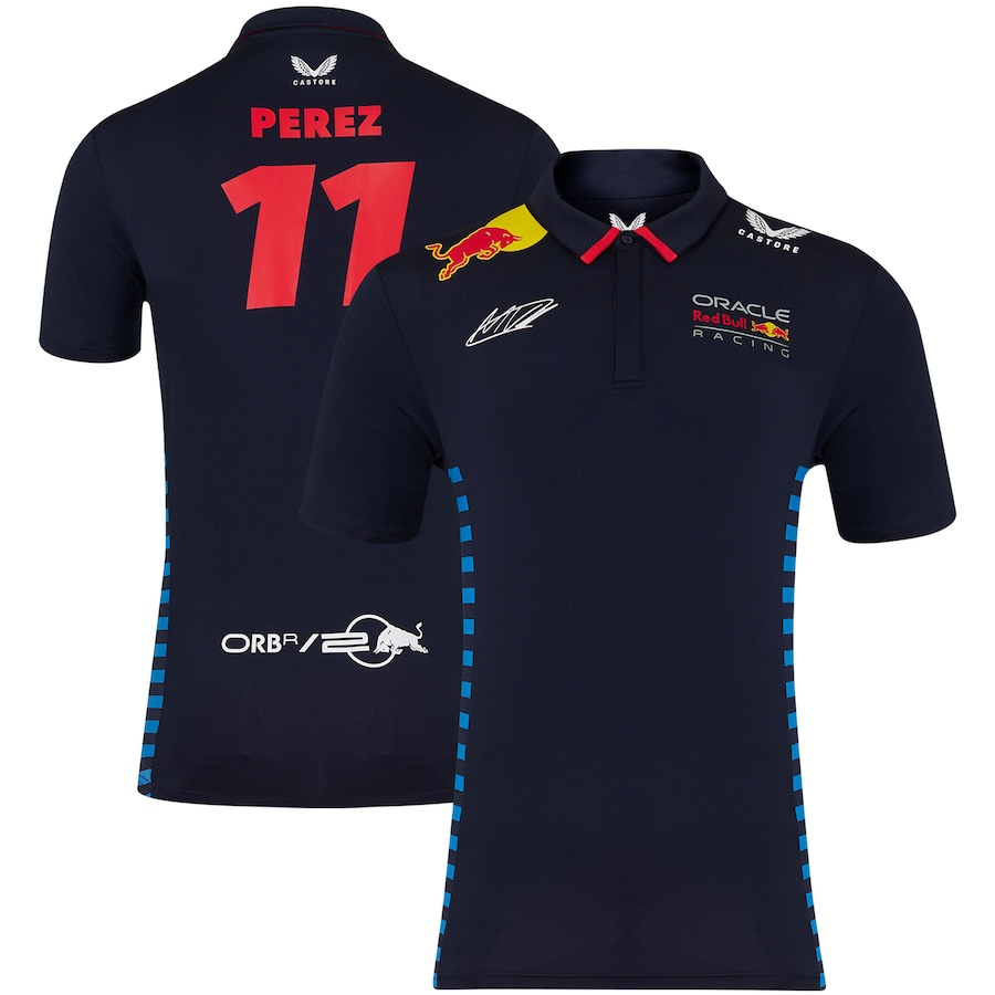 Camiseta Polo Red Bull Racing F1 2024 Team Sergio Perez 11 Driver Camiseta Polo Red Bull Racing F1 2024 Team Sergio Perez 11 Driver