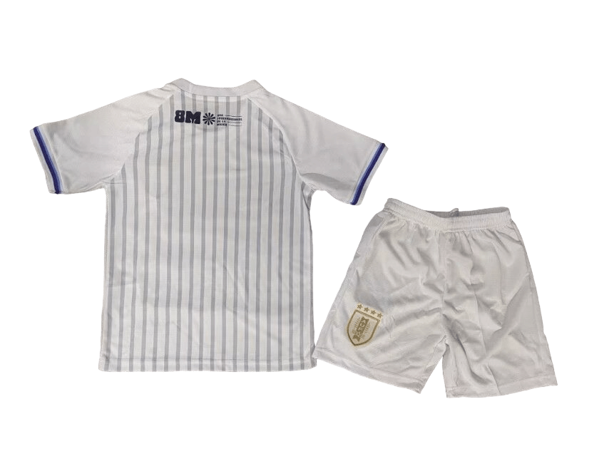 Kit Infantil Uruguai Branca Away II 2024/25 Unissex Kit Infantil Uruguai Branca Away II 2024/25 Unissex