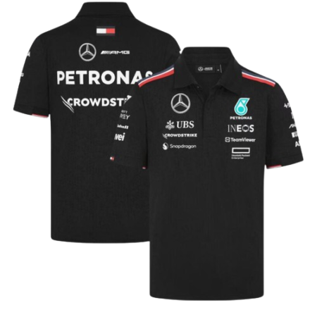Camiseta Polo Mercedes AMG Petronas F1 2024 Preta Team Driver