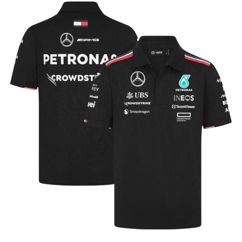 Camiseta Polo Mercedes AMG Petronas F1 2024 Preta Team Driver Camiseta Polo Mercedes AMG Petronas F1 2024 Preta Team Driver