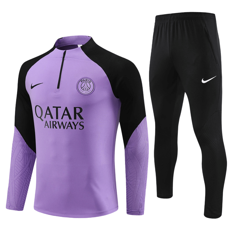 Conjunto de Treino PSG Jaqueta Roxo + Calça Preta 2023/24 Conjunto de Treino PSG Jaqueta Roxo + Calça Preta 2023/24