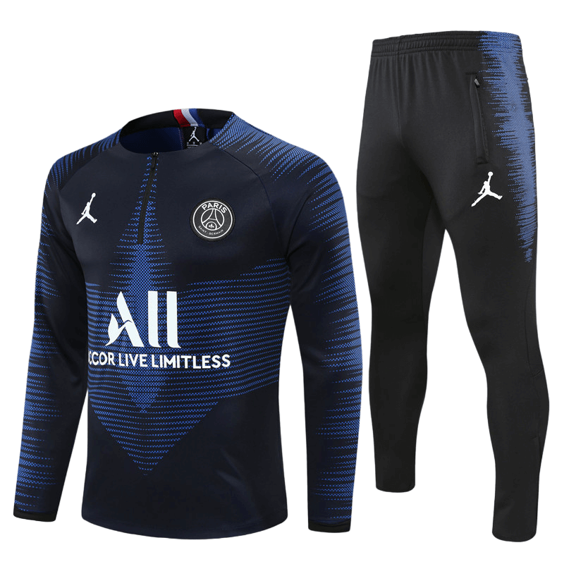 Conjunto de Treino PSG Jaqueta + Calça Azul Escuro/Preta 20219/20 Conjunto de Treino PSG Jaqueta + Calça Azul Escuro/Preta 20219/20