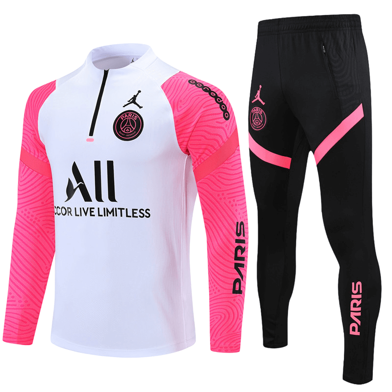 Conjunto de Treino PSG Jaqueta+Calça Rosa/Branco 2021/22 Conjunto de Treino PSG Jaqueta+Calça Rosa/Branco 2021/22