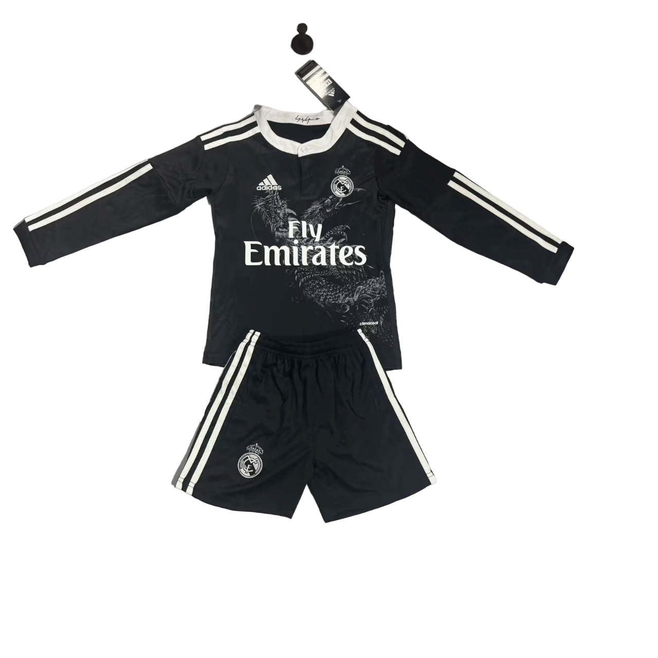 Kit Infantil Real Madrid Preta Away 2014/15 Manga Longa Kit Infantil Real Madrid Preta Away 2014/15 Manga Longa
