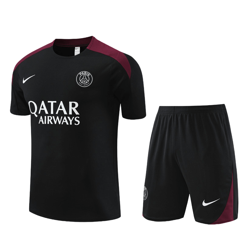 Conjunto de Treino PSG Camisa Preta + Bermuda Preta 2024/25 Conjunto de Treino PSG Camisa Preta + Bermuda Preta 2024/25