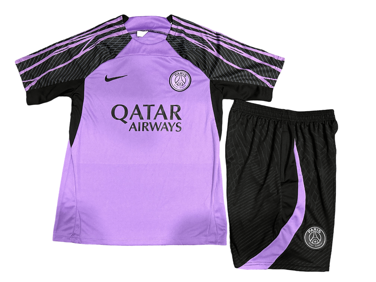 Conjunto de Treino PSG Camisa Roxo + Bermuda Preto 2023/24 Conjunto de Treino PSG Camisa Roxo + Bermuda Preto 2023/24