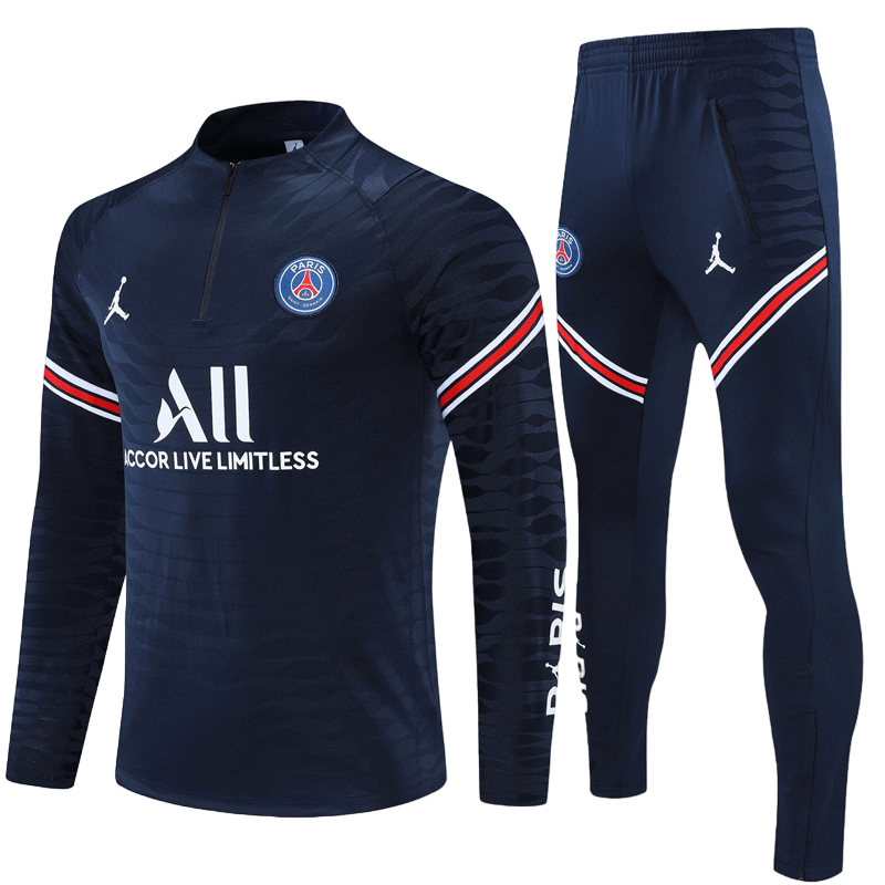 Conjunto de Treino PSG Jaqueta+Calça Azul Escuro 2021/22 Conjunto de Treino PSG Jaqueta+Calça Azul Escuro 2021/22