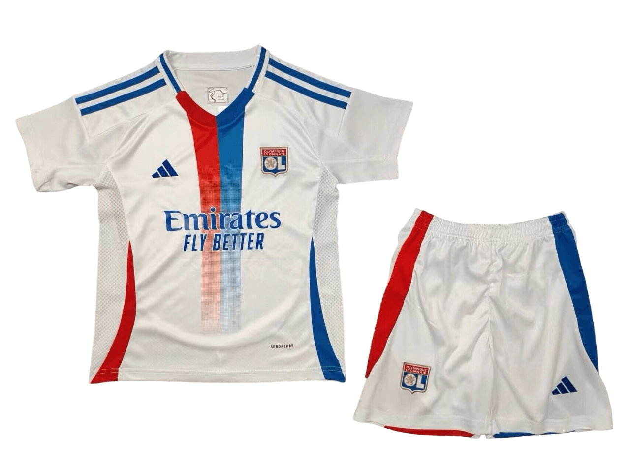 Kit Infantil Lyon Home I Branca 2024/25 Unissex Kit Infantil Lyon Home I Branca 2024/25 Unissex