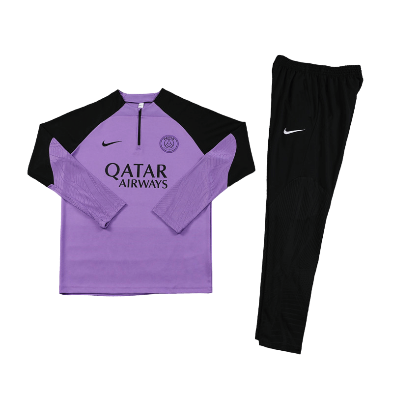 Conjunto de Treino PSG Jaqueta Roxo + Calça Preta 2023/24 Conjunto de Treino PSG Jaqueta Roxo + Calça Preta 2023/24