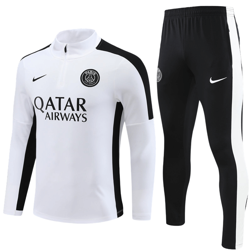 Conjunto de Treino PSG Jaqueta Branca+ Calça Preta 2023/24 Conjunto de Treino PSG Jaqueta Branca+ Calça Preta 2023/24