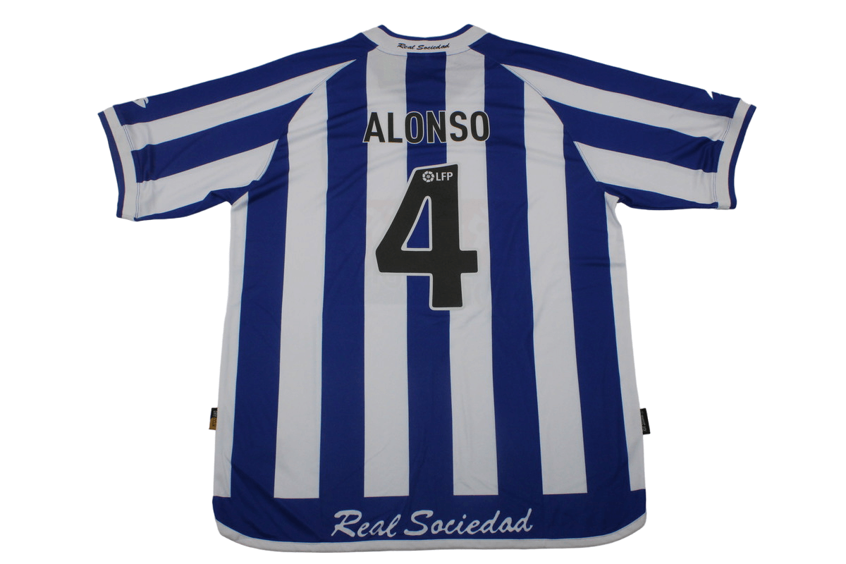 Camisa Real Sociedad Xabi Alonso #4 1995 Home Masculina Camisa Real Sociedad Xabi Alonso #4 1995 Home Masculina