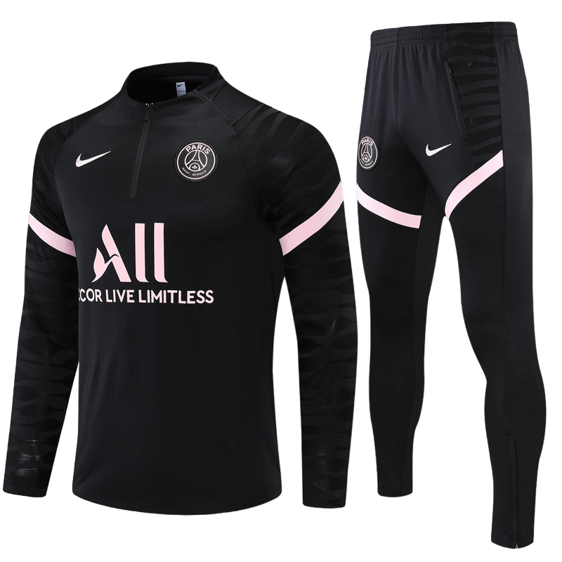 Conjunto de Treino PSG Jaqueta Preta+Calça Preta 2021/22 Conjunto de Treino PSG Jaqueta Preta+Calça Preta 2021/22