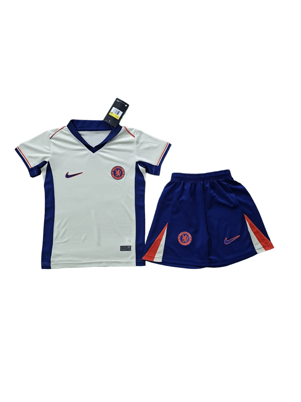 Kit Infantil Chelsea Away Branca 2024/25 Unissex Kit Infantil Chelsea Away Branca 2024/25 Unissex
