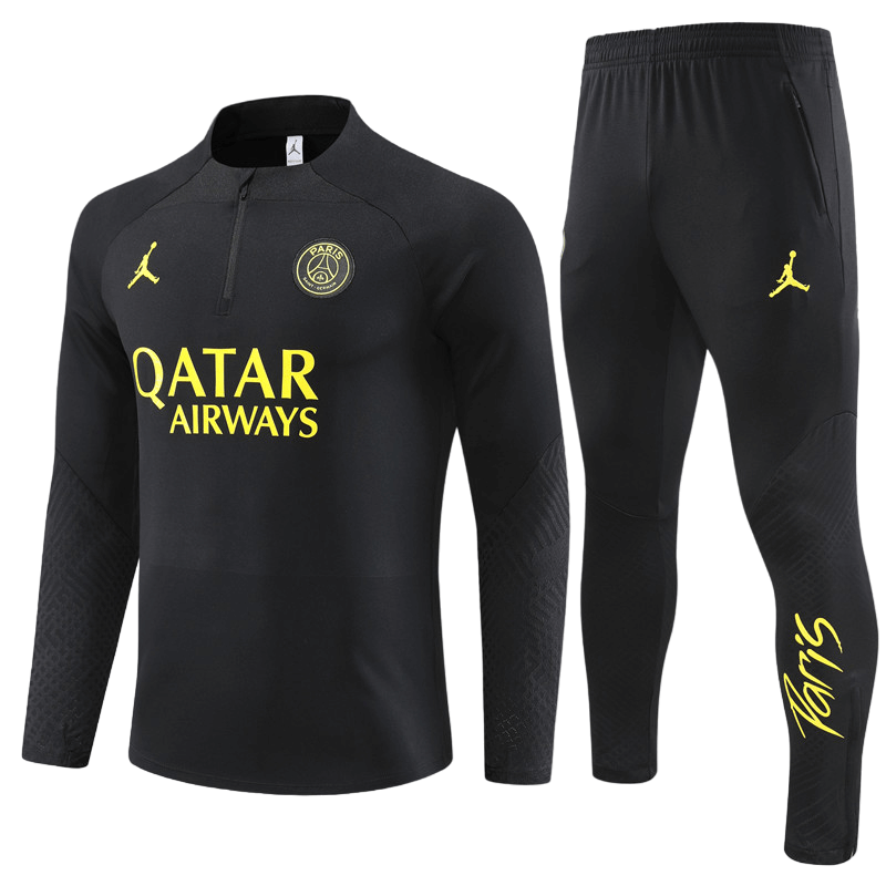 Conjunto de Treino PSG Jaqueta + Calça Preta/Preta 2022/23 Conjunto de Treino PSG Jaqueta + Calça Preta/Preta 2022/23