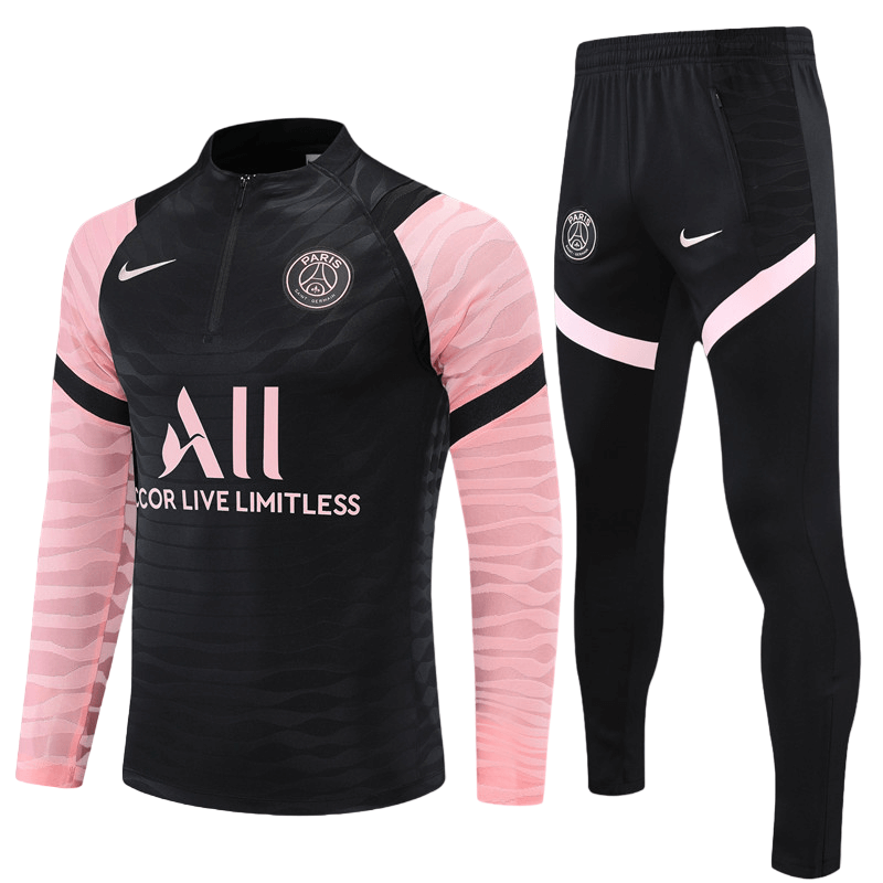Conjunto de Treino PSG Jaqueta + Calça Preta/Rosa 2021/22 Conjunto de Treino PSG Jaqueta + Calça Preta/Rosa 2021/22
