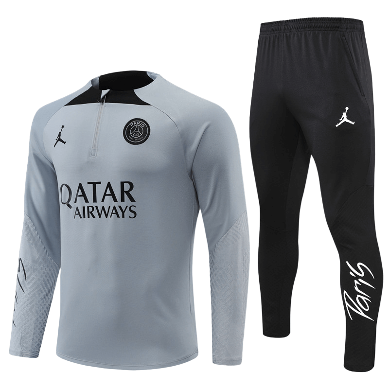 Conjunto de Treino PSG Jaqueta+Calça Cinza/Preta 2021/22 Conjunto de Treino PSG Jaqueta+Calça Cinza/Preta 2021/22