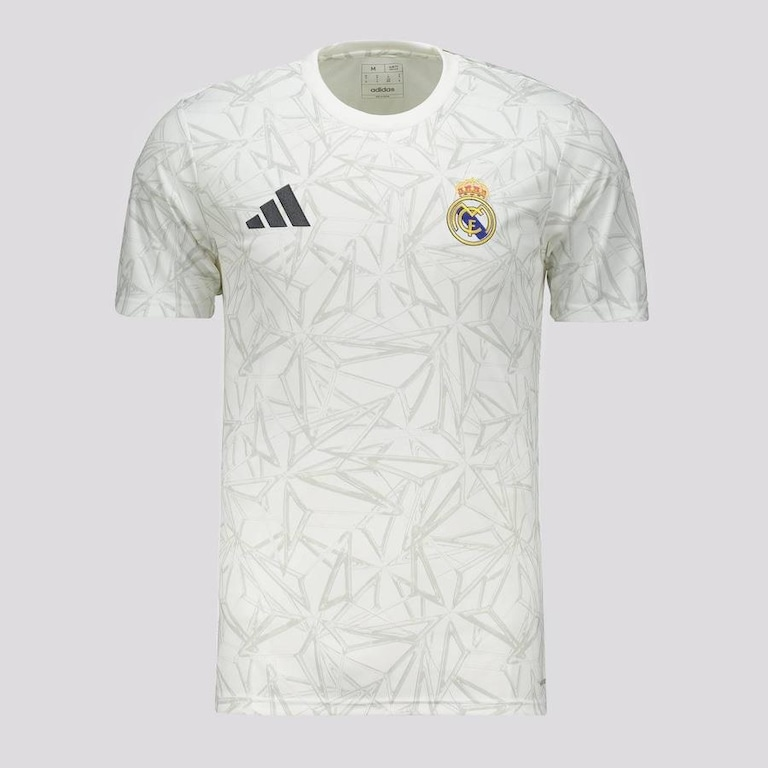 Camisa-Real-Madrid-Pre-Jogo2024-25-branca-Masculina Camisa Real Madrid Pré-Jogo Branca 2024/25 Masculina