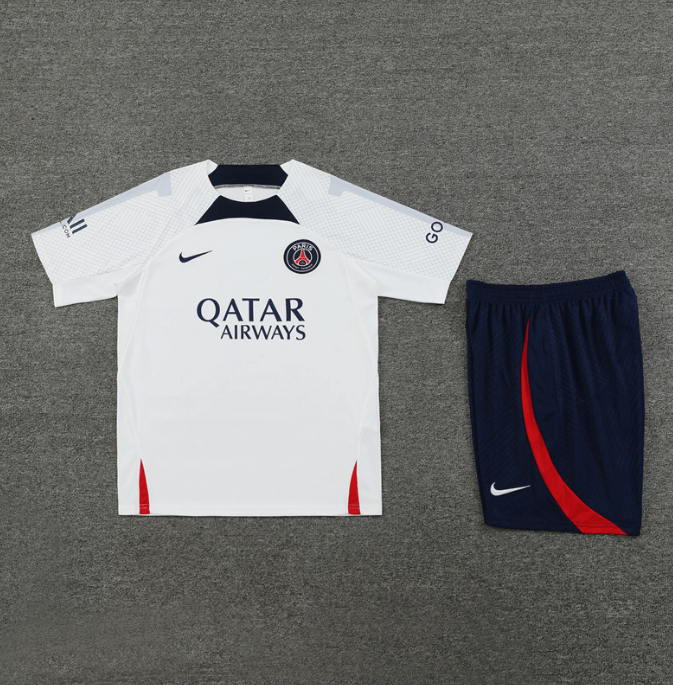 Conjunto de Treino PSG Camisa Branca+ Bermuda Azul 2022/23 Conjunto de Treino PSG Camisa Branca+ Bermuda Azul 2022/23
