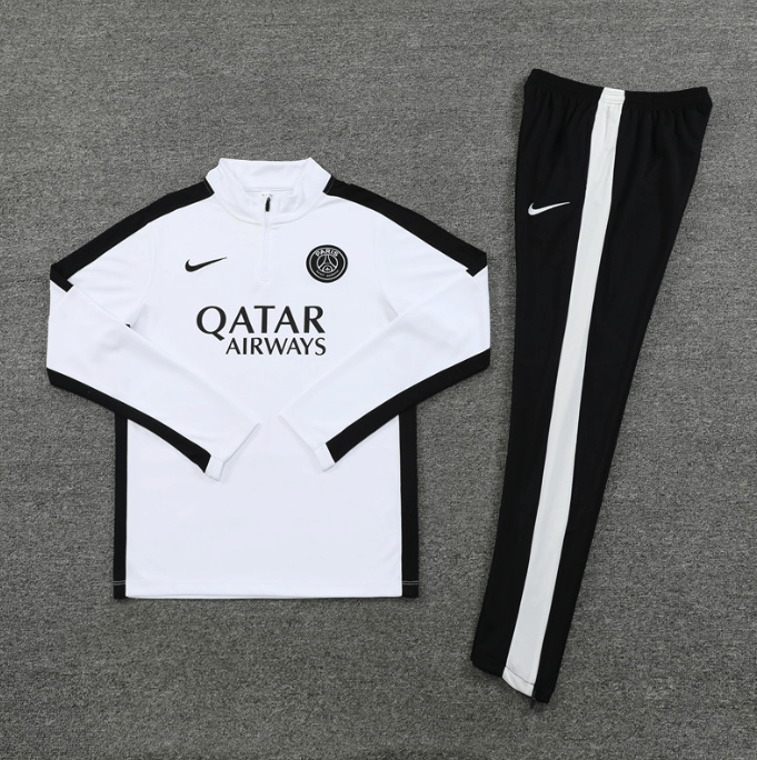 Conjunto de Treino PSG Jaqueta Branca+ Calça Preta 2023/24 Conjunto de Treino PSG Jaqueta Branca+ Calça Preta 2023/24