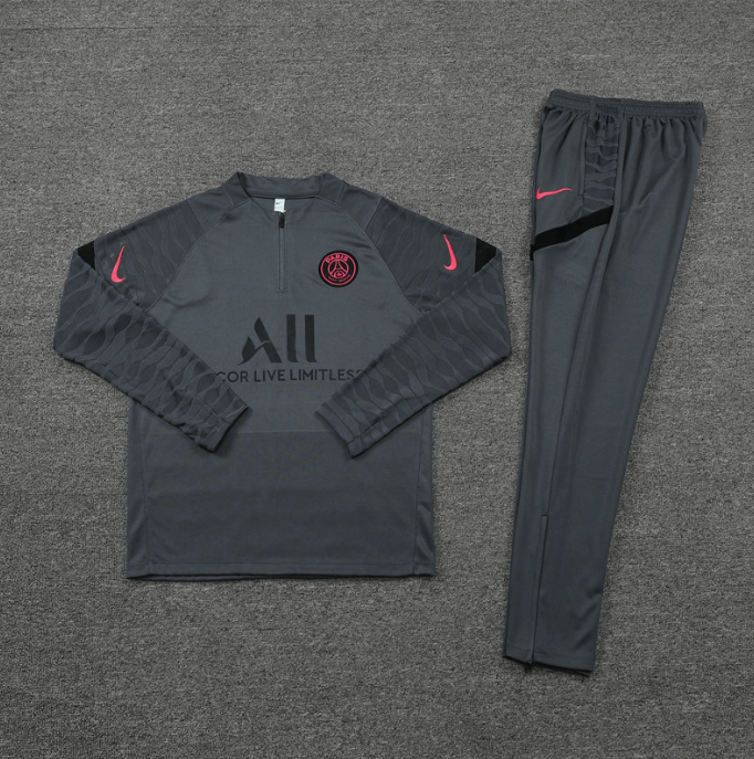 Conjunto de Treino PSG Jaqueta + Calça Cinza Escuro 2021/22 Conjunto de Treino PSG Jaqueta + Calça Cinza Escuro 2021/22
