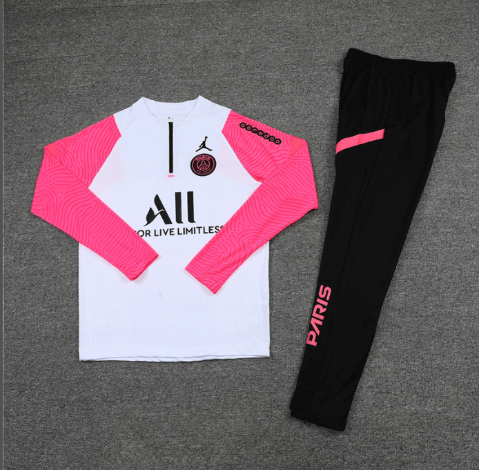 Conjunto de Treino PSG Jaqueta+Calça Rosa/Branco 2021/22 Conjunto de Treino PSG Jaqueta+Calça Rosa/Branco 2021/22