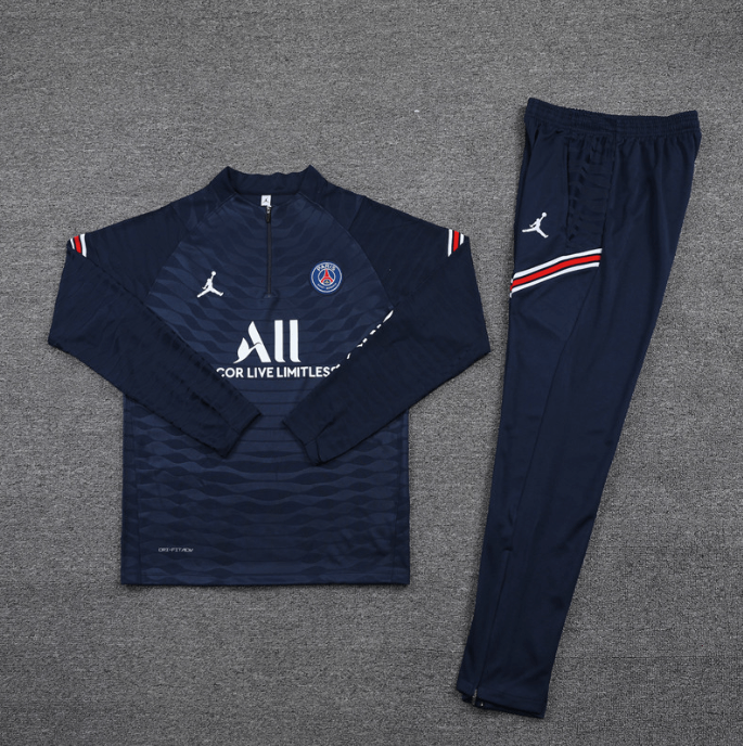 Conjunto de Treino PSG Jaqueta+Calça Azul Escuro 2021/22 Conjunto de Treino PSG Jaqueta+Calça Azul Escuro 2021/22