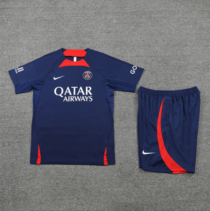 Conjunto de Treino PSG Camisa + Bermuda Azul Escuro 2022/23 Conjunto de Treino PSG Camisa + Bermuda Azul Escuro 2022/23