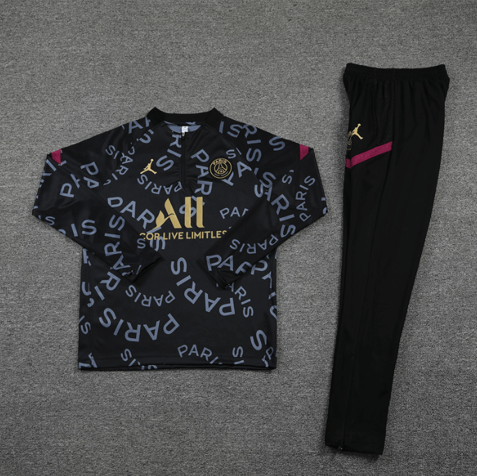 Conjunto de Treino PSG Jaqueta + Calça Preta Paris 2021/22 Conjunto de Treino PSG Jaqueta + Calça Preta Paris 2021/22
