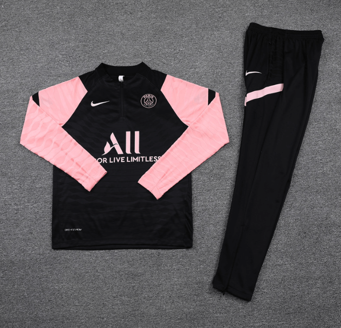Conjunto de Treino PSG Jaqueta + Calça Preta/Rosa 2021/22 Conjunto de Treino PSG Jaqueta + Calça Preta/Rosa 2021/22