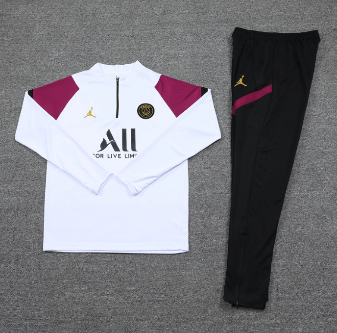 Conjunto de Treino PSG Jaqueta + Calça Branco/Vinho/Preta 2021/22 Conjunto de Treino PSG Jaqueta + Calça Branco/Vinho/Preta 2021/22