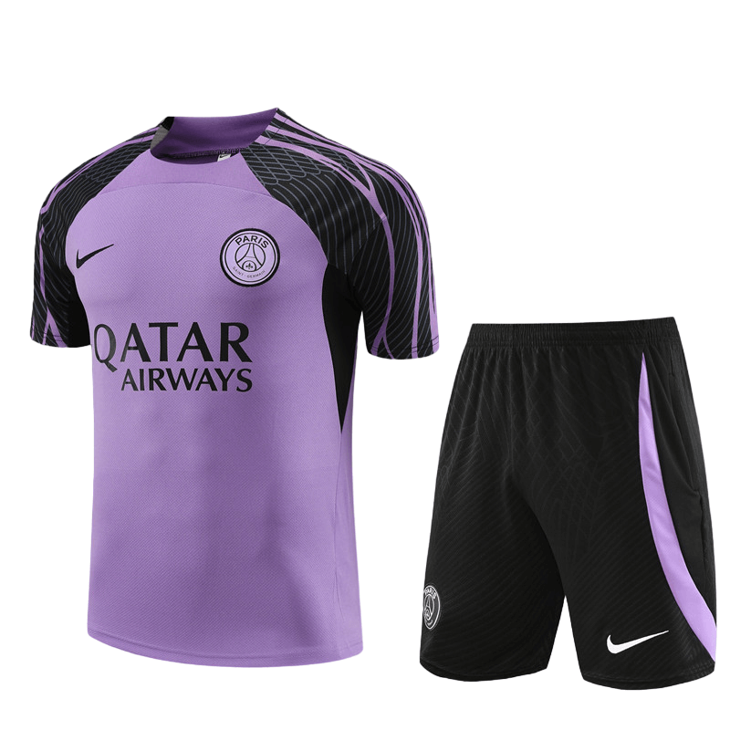 Conjunto de Treino PSG Camisa Roxo + Bermuda Preto 2023/24 Conjunto de Treino PSG Camisa Roxo + Bermuda Preto 2023/24