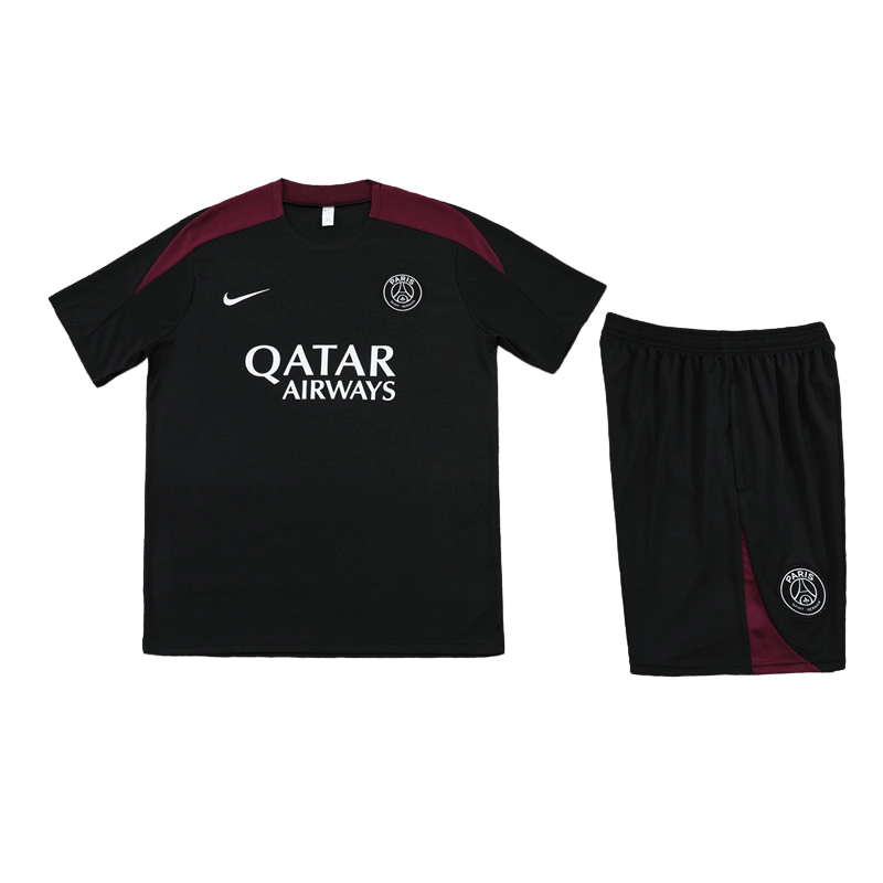 Conjunto de Treino PSG Camisa Preta + Bermuda Preta 2024/25 Conjunto de Treino PSG Camisa Preta + Bermuda Preta 2024/25