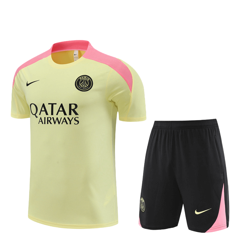 Conjunto de Treino PSG Camisa Amarelo + Bermuda Preto 202/25 Conjunto de Treino PSG Camisa Amarelo + Bermuda Preto 202/25