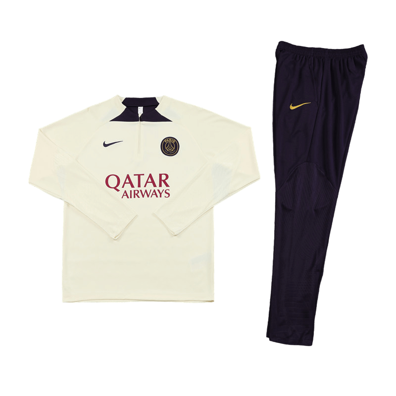 Conjunto de Treino PSG Jaqueta Bege + Calça Preta 2023/24 Conjunto de Treino PSG Jaqueta Bege + Calça Preta 2023/24
