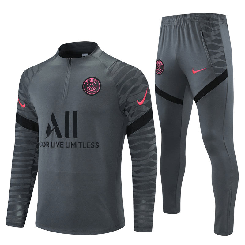 Conjunto de Treino PSG Jaqueta + Calça Cinza Escuro 2021/22 Conjunto de Treino PSG Jaqueta + Calça Cinza Escuro 2021/22