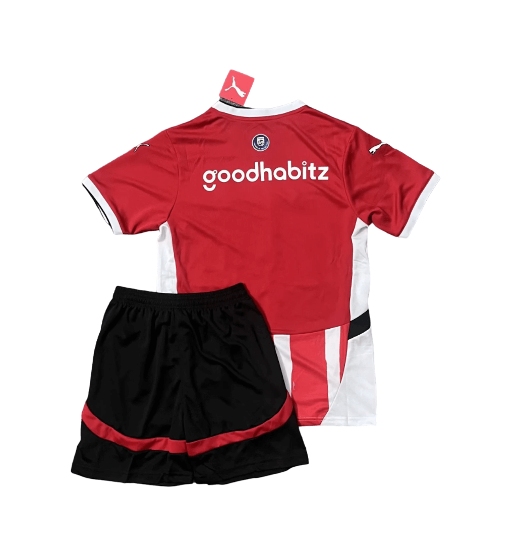 Kit Infantil PSV Home I Titular Vermelha 2024/25 Unissex Kit Infantil PSV Home I Titular Vermelha 2024/25 Unissex