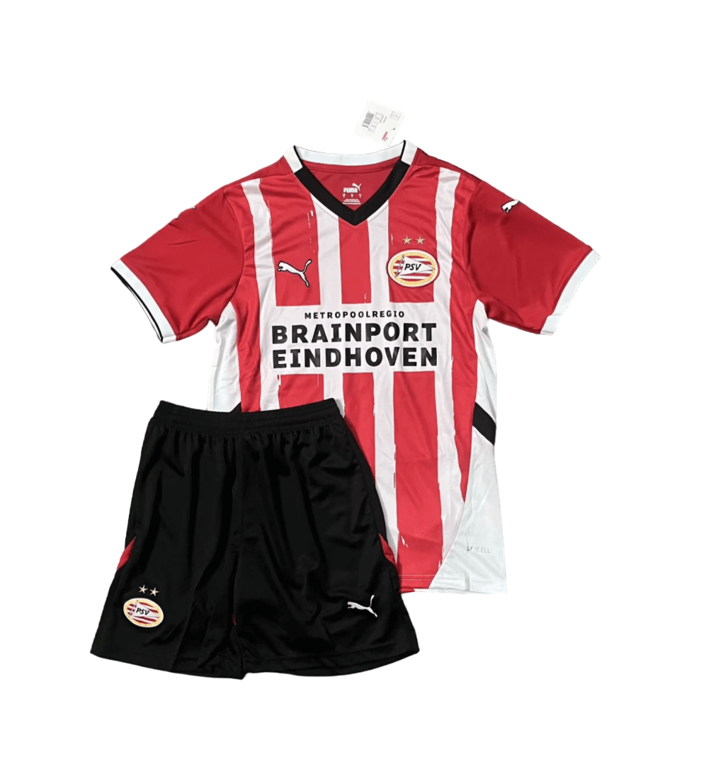 Kit Infantil PSV Home I Titular Vermelha 2024/25 Unissex Kit Infantil PSV Home I Titular Vermelha 2024/25 Unissex