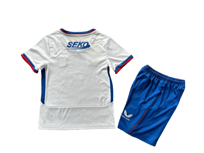 Kit Infantil Rangers Branca Away II 2024/25 Unissex Kit Infantil Rangers Branca Away II 2024/25 Unissex